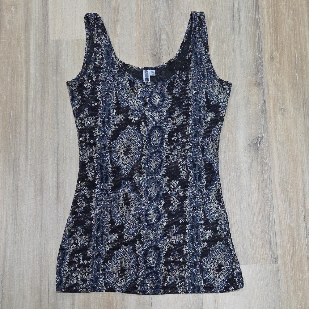 BKE Black and Blue Patterned Tank Top
